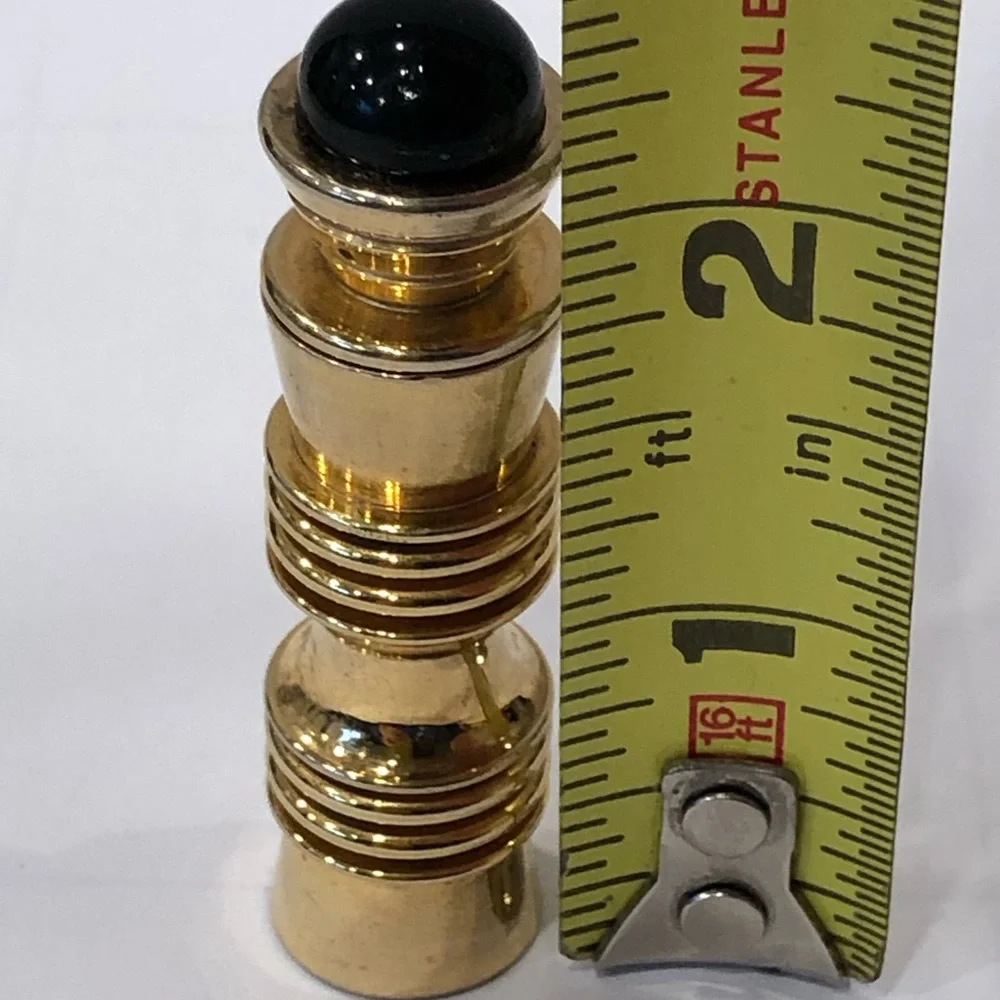 Vintage Gold Tone Brass Cylindrical Shape Portable Purse Travel  Perfume Vial - Picture 2 of 13